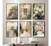 LZMASM Italie Toscane Tableau sur toile Ville de Bellagio Méditerranée Campagne nordique Affiches et impressions d'art mural Décoration de chambre (30x40cm/6PCS sans cadre)