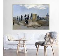 LZMASM Jean Béraud « Une journée venteuse sur le Pont des Arts » Impression sur toile, peinture, affiche, toile de fond, décoration d'intérieur (30 x 45 cm, sans cadre)