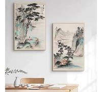 LZMASM Peinture chinoise vintage, littérature ancienne, poésie et chants de lettrés, affiches sur toile, tableaux muraux (40x60cm/2 pièces sans cadre)