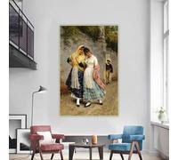 LZMASM Peinture sur toile classique « Le Flirt » d'Eugène Von Blaas, œuvre d'art esthétique, affiche imprimée, décoration murale (70 x 110 cm, sans cadre)