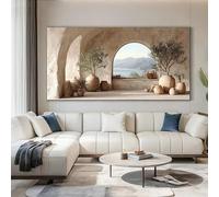 LZMASM Tableau moderne sur toile représentant la mer Méditerranée et un olivier, idéal pour la décoration de votre salon (50 x 100 cm, sans cadre).