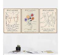 LZMASM Tableau sur toile Picasso Art mural abstrait Corps de fille Fleur Affiches et impressions Images nordiques pour la décoration du salon (30x45cm/3PCS sans cadre)