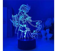 lzmlzm Illusion 3D LED Veilleuse Genshin Impact Figure Venti Lampes de bureau Lampes de table Anime Jeu Personnage Enfants Maison Chambre Décor Couleurs Flash