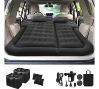 LZMOON Matelas et gonflable pour SUV, lit de camping de voiture, épais avec flocage et surface en PVC, pour voyage, randonnée, pleine taille (noir)