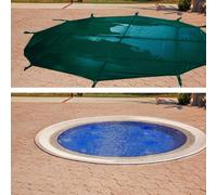LZMZMQ Bâche Piscine Couvertures De Piscine pour Piscines Hors Sol 7.3m Hiver, Couvertures De Piscine avec Filet De Sécurité, Couverture Rigide pour Piscine(Green,18ft/5.5m)