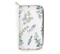 LZNJZ Porte-monnaie en cuir PU, sac à main girafe texture dessin animé pour femme, Feuilles d'aquarelle rafraîchissantes, 19.7 x 10.5 x 3.5 cm