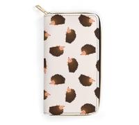 LZNJZ Porte-monnaie en cuir synthétique, sac à main motif algues de dessin animé pour femme, Hérisson marron dessin animé, 19.7 x 10.5 x 3.5 cm