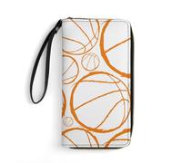 LZNJZ Portefeuille en cuir synthétique pour femme, sac à main coloré simple arc-en-ciel avec dragonne, Orange Line Basketball, 19.7x10.5cm