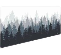 LznYi Grand tapis de souris étendu 600 x 300 mm, long tapis de souris pour clavier d'ordinateur avec base antidérapante et bords cousus pour jeux de bureau (60 x 300 mm, Forest-UK)