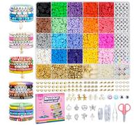 LZOUOWO Kit de fabrication de bracelets en argile de 5 300 pièces, avec perles en forme de lettre pour bracelet d'amitié, perles d'espacement, perles, breloques pour la fabrication de bijoux, cadeaux
