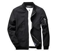 LZPCarra Bomber Veste d'été mi-saison légère à manches longues pour homme Veste d'aviateur fine avec fermeture éclair Veste d'aviateur Printemps Automne Blouson Vélo Moto, Noir , XXXL