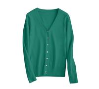 LZPCarra Cardigan col en V pour femme - Court - Avec boutons - Manteau élégant - Cardigan à manches longues - Tricot fin - Couleur unie - Pull décontracté - Cardigan élégant - Cardigan fin pour femme