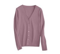LZPCarra Cardigan col en V pour femme - Court - Avec boutons - Manteau élégant - Cardigan à manches longues - Tricot fin - Couleur unie - Pull décontracté - Cardigan élégant - Cardigan fin pour femme