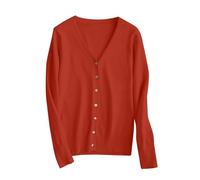 LZPCarra Cardigan col en V pour femme - Court - Avec boutons - Manteau élégant - Cardigan à manches longues - Tricot fin - Couleur unie - Pull décontracté - Cardigan élégant - Cardigan fin pour femme