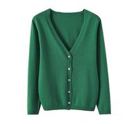 LZPCarra Cardigan col en V pour femme - Court - Blanc - Cardigan fin - Boutons - Manches longues - Manteau en tricot uni - Cardigan décontracté - Élégant - Tricot fin - Chaud, AG, L