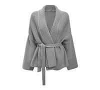 LZPCarra Cardigan pour femme court, manteau tricoté surdimensionné pour femme en grosse maille pull en tricot long vêtement d'extérieur avec ceinture poches manteau en tricot surdimensionné pull pour