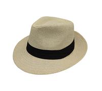 LZPCarra Chapeau de Paille Panama Unisexe à Large Bord Jazz Cylindrique de Soleil en Soie