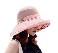 LZPCarra Chapeau de soleil fille bleu printemps et motif de visage en maille, fermeture chapeau de bassin, pare-soleil extérieur 2, Rose, taille unique