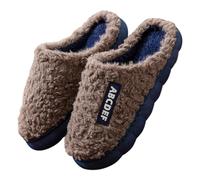 LZPCarra Lot de 44 pantoufles d'hiver pour homme - En peluche - Moelleuses - Antidérapantes - Élégantes - En coton - Chaudes, café, 40 EU