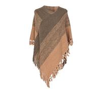 LZPCarra Poncho rayé pour femme avec glands, écharpe tricotée, écharpe, franges, châle, pull pashminas, pull, cape, cadeaux pour femme, écharpe noire à franges, kaki, taille unique