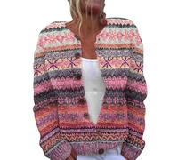 LZPCarra Pull surdimensionné pour femme - Cardigan court et chaud - Cardigan fin - Boutons - Col en V - Cardigan à manches longues - Élégant - Manteau décontracté, Rose, S