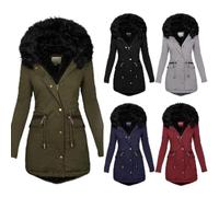 LZPCarra Veste d'hiver pour femme - Imperméable - Doublée - Parka d'hiver chaude - Veste polaire chaude - Veste d'extérieur en peluche - Manteau d'hiver élégant - Veste longue à capuche avec capuche