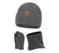 LZPCarra Vieux rose Europe et États-Unis Bonnet en laine d'extérieur Paire de bonnets, bonnet, gants, ensemble de bonnets tricotés chauds oreilles en tricot pour femme, GY2., taille unique