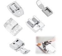 LZPLJLWS Accessoires Machine à Coudre 5pcs Pied presseur Fermeture éclair Universel Compatible Brother Janome Singer Outil Couture précision INOX pour Projet Tissu Domestique Noir Argent