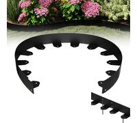 LZQ 10m de bordure de gazon galvanisée, bordure de jardin flexible, hauteur 10 cm, 50 piquets inclus, pour parterre pelouse terrasse trottoir entrée, noir