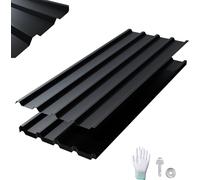 LZQ 12x tôle profilée trapézoïdale 115 x 45 cm = 6,2 m² noir - galvanisé, résistant aux intempéries & à la corrosion, plaques de toit en tôle d'acier pour abri de jardin, carport & mur (type B sans st
