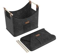 LZQ 2 ×Panier à bois de chauffage 60L, Panier en feutre et poignée renforcée, Panier à bois pliable Sac en feutre comme panier de rangement pour les courses, le bois, le journal ou le bois de chauffag