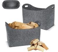 LZQ 2 pièces Sac pour bois de cheminée en feutre Panier à bois XL Sac pour bois de cheminée Sac en feutre pour bois de cheminée Journaux 55 x 30 x 40cm Gris clair