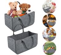 LZQ 2 pièces sacs en feutre Sac à bois en feutre Panier à bois en feutre Shopper pour bois Journaux Sac à bois en feutre, gris clair