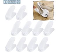LZQ 30 pièces Étagère à chaussures réglable Set de rangement pour chaussures Porte-chaussures en plastique antidérapant Organiseur à chaussures 3 réglable en hauteur, Blanc