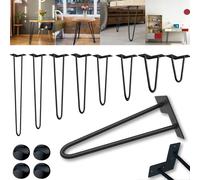 LZQ 4x 40cm Hairpin Legs, Pieds de table en épingle à cheveux, style moderne Pieds de table DIY pour meubles avec protections de sol et vis,Pieds de table en métal noir pour table basse, table,bureau