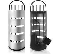 LZQ 5pcs Set de cheminée en acier inoxydable Set d'outils pour cheminée Set d'accessoires pour cheminée en pare-vue, balai, pince, tisonnier, pelle à cendres