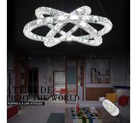LZQ 72W LED Cristal Design Lampe à suspendre Plafonnier Lustre créatif Trois anneaux Lustre à intensité variable [Classe énergétique A++]