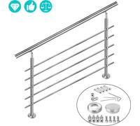 LZQ 80cm rampe d'escalier en acier inoxydable main courante garde-corps pour escalier parapet balcon avec 5 entretoises, intérieur et extérieur