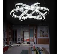 LZQ 96W LED Cristal Design Lampe à suspendre Plafonnier Suspension Créative Lustre Trois Anneaux Blanc Froid Lustre [Classe énergétique A++]