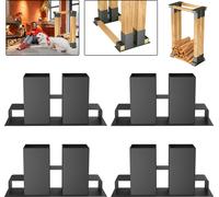 LZQ Aide à l'empilage du bois Set de 4 pièces galvanisées à chaud Aide stable à l'empilage du bois de chauffage Aide à l'empilage du bois Support pour bois de cheminée Châssis Bois Noir