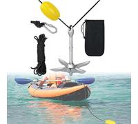 LZQ Ancre pliante pour bateau - Kit d'ancrage avec ligne d'ancrage, bouée d'ancrage, mousqueton et sac de transport pour bateau, bateau gonflable, SUP, kayak, canoë - 1,5 kg