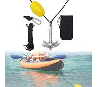 LZQ Ancre pliante pour bateau - Kit d'ancrage avec ligne d'ancrage, bouée d'ancrage, mousqueton et sac de transport pour bateau, bateau gonflable, SUP, kayak, canoë - 0,7 kg