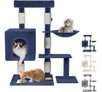 LZQ Arbre à chat 92 cm, Arbre à chat avec troncs en sisal, bac suspendu rembourré & plusieurs plates-formes, Arbre à chat stable pour grimper, jouer & se détendre, Bleu-gris