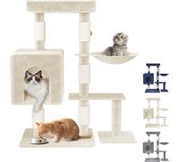 LZQ Arbre à chat 92 cm, Arbre à chat avec troncs en sisal, nacelle suspendue rembourrée & plusieurs plateformes, Arbre à chat stable pour grimper, jouer & se détendre, Beige