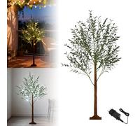 LZQ Arbre lumineux LED en forme d'olivier avec éclairage, arbre artificiel de 150 cm, arbre lumineux décoratif, arbre en olivier artificiel, arbre décoratif éclairé pour jardin, salon, mariage, Noël