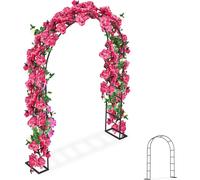 LZQ Arc de jardin en métal, 192x38x240 cm, arc de roses stable avec plaques de base, support pour plantes grimpantes, résistant aux intempéries, noir, pour jardin, mariage & fêtes