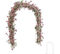 LZQ Arc de jardin en métal, 192x38x240 cm, arc de roses stable avec plaques de base, support pour plantes grimpantes, résistant aux intempéries, blanc, pour jardin, mariage & fêtes