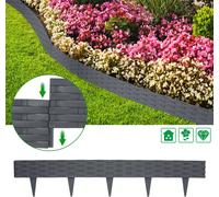 LZQ Aspect rotin Bordure de pelouse 50m 50 pièces Bordure de parterre Palissade de jardin Bordure de tonte Palissade de jardin Clôture Anthracite
