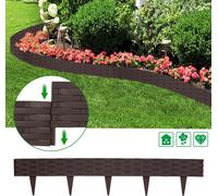 LZQ Aspect rotin Bordure de pelouse 50m 50 pièces Bordure de parterre Palissade de jardin Bordure de tonte Palissades Jardin Clôture Marron