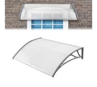 LZQ Auvent pour porte de maison 150 x 100 cm, Gris Auvent au design en arc en polycarbonate transparent, Protection météorologique pour auvent de porte de maison pour toit de porte et fenêtre